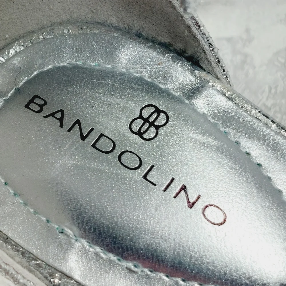 New Bandolino Armory 3 Silver Open Toe Ankle Strap Heeled Sandals D45 - Picture 10 of 12